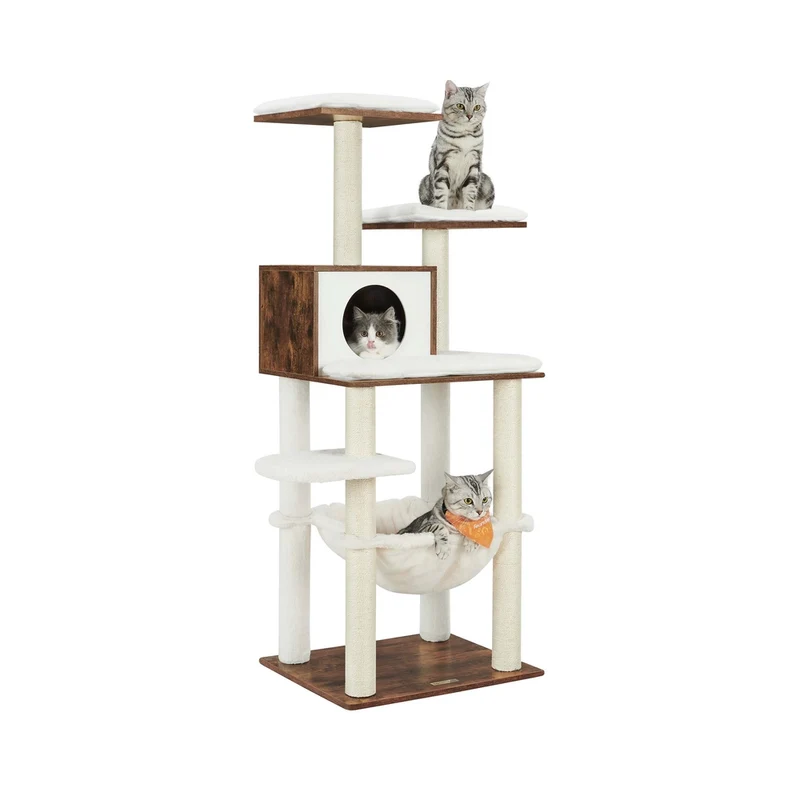 Árbol para gatos moderno con rascadores y hamaca cómoda