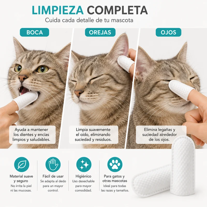 Fundas para Dedos Limpiadoras para Mascotas (50 unidades)