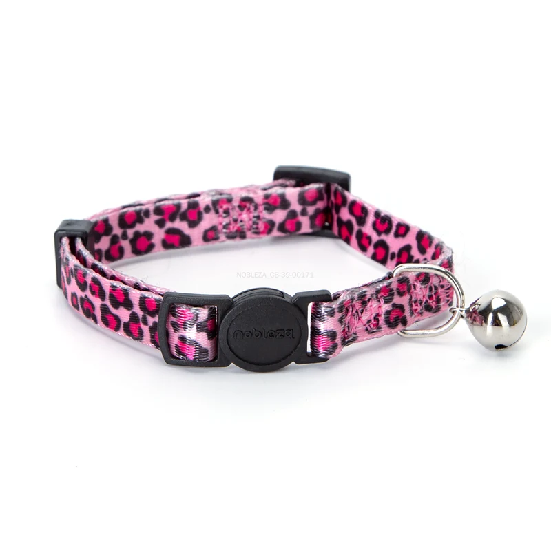 Collar de gato con estampado de leopardo y hebilla de seguridad