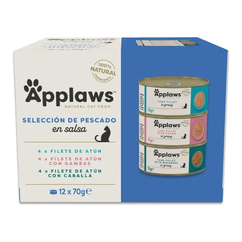 Applaws Cat Lata Selección Pescado Salsa Multipack, 12X70Gr