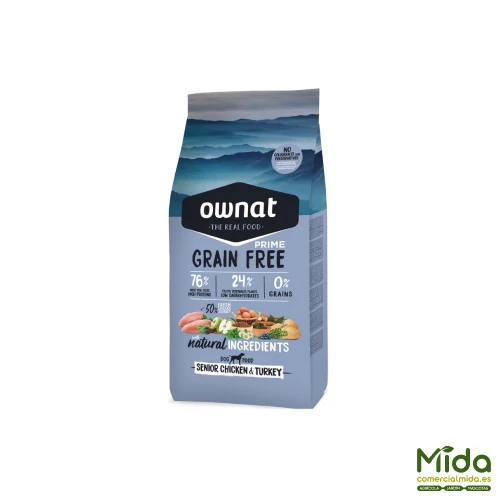 Pienso OWNAT Grain Free Prime Senior Pollo & Pavo para Perros Senior