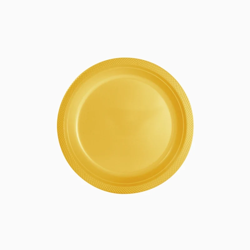 Plato Plástico Reutilizable PS Llano Redondo Postre Premium Ø 17 cm Oro (480 uds)