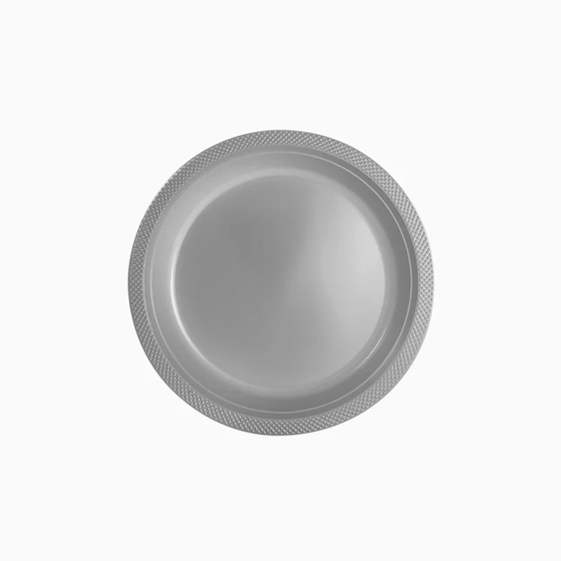 Plato Plástico Reutilizable PS Llano Redondo Postre Premium Ø 17 cm Plata (480 uds)