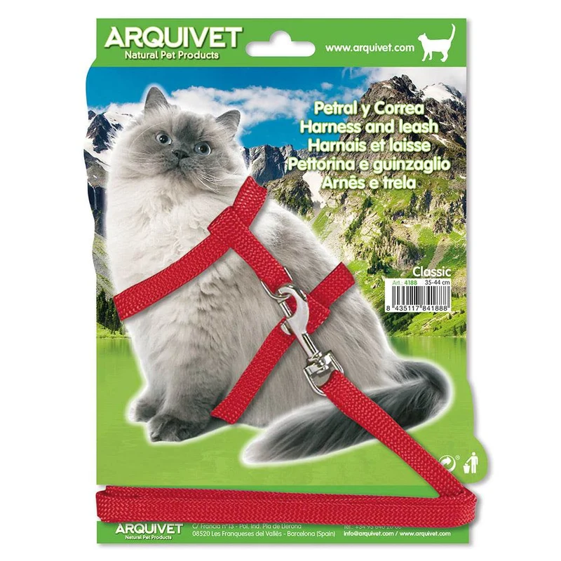 Petral y correa Classic para gatos - 35-44 cm