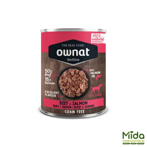 Alimento Húmedo OWNAT Wetline Beef and Salmon para Perros en Lata