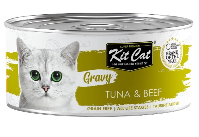 Kit Cat Lata Gravy - Atún & Ternera 70g