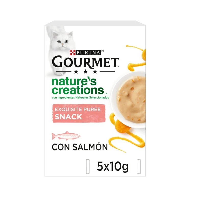 Purina Gourmet Nature’s Creations Puré Salmón Con Zanahoria 5x10g
