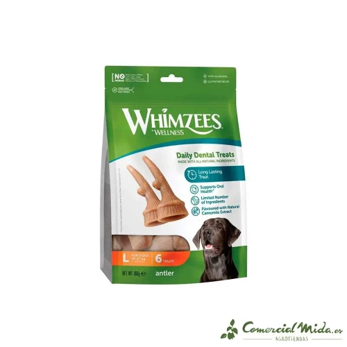SNACKS WHIMZEES BAG OCCUPY ANTLER L Snacks Dental para Perros Grandes 6UDS