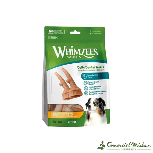 SNACKS WHIMZEES BAG OCCUPY ANTLER M Snacks Dental para Perros Medianos 12UDS