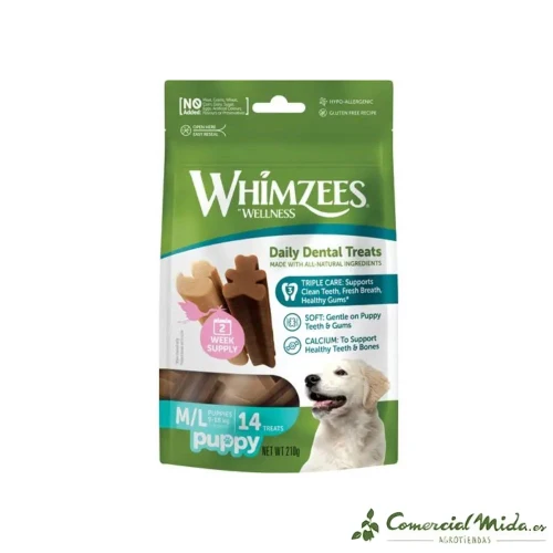 SNACKS WHIMZEES VALUE BAG PUPPY M/L Snacks Dental para Cachorros de Raza Mediana 14UDS