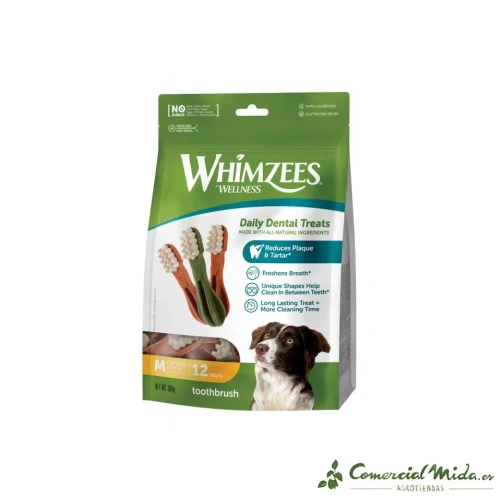 SNACKS WHIMZEES BAG TOOTHBRUSH M Snacks Dental para Perros Medianos 12UDS