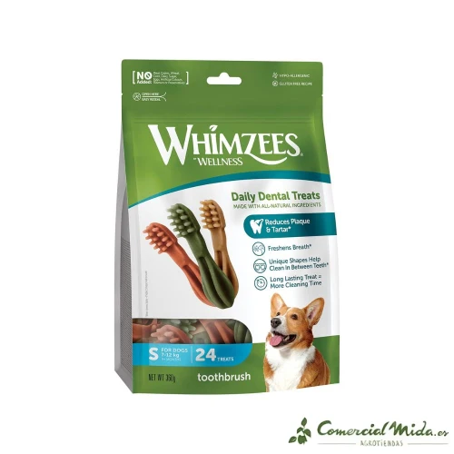 SNACKS WHIMZEES BAG TOOTHBRUSH S Snacks Dental para Perros Pequeños 24UDS