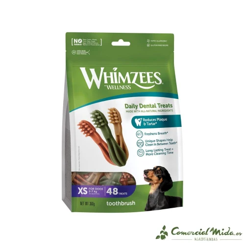 SNACKS WHIMZEES BAG TOOTHBRUSH XS Snacks Dental para Perros Mini 48UDS