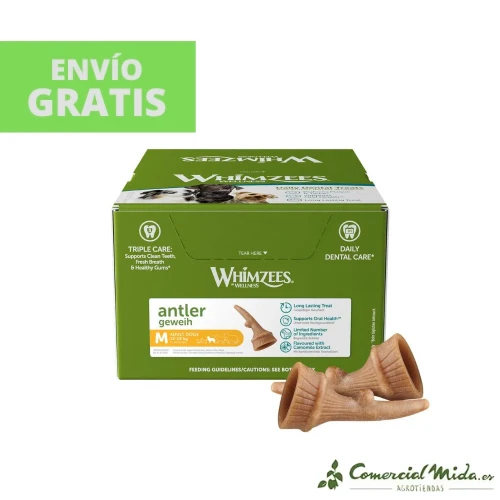 SNACKS WHIMZEES OCCUPY ANTLER M Snacks Dental para Perros Medianos 66UDS
