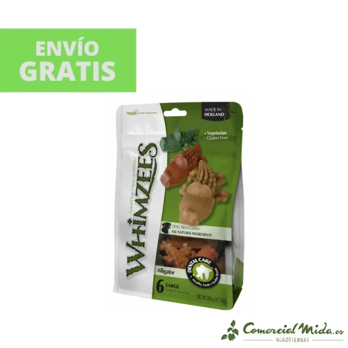 SNACKS WHIMZEES ALLIGATOR L Snacks Dental para Perros Grandes Pack 6X6uds