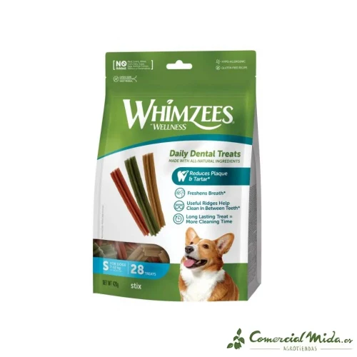 SNACKS WHIMZEES BAG STIX S Snacks Dental para Perros 28UDS