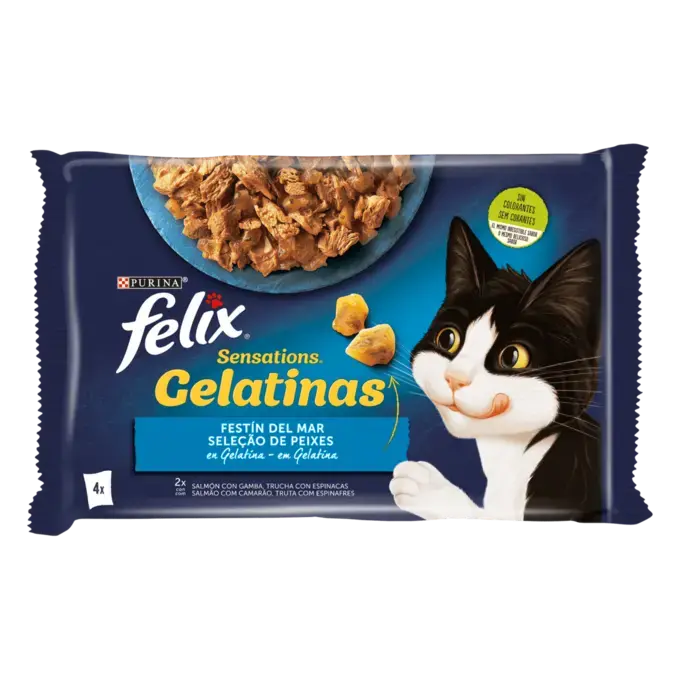 Purina Felix Sensations Festín Del Mar Sobres En Gelatina 4x85g