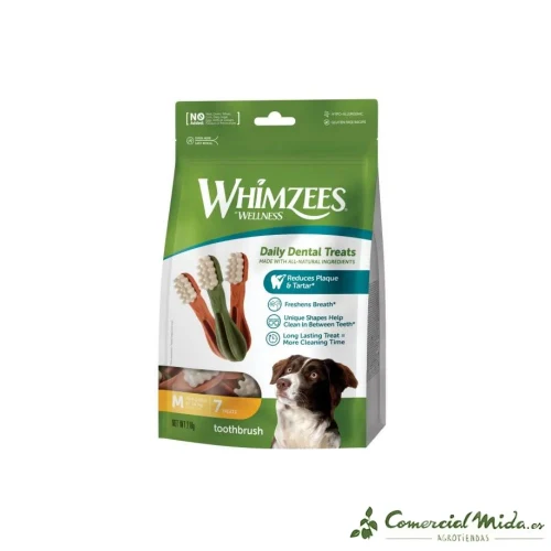 SNACKS WHIMZEES BAG TOOTHBRUSH M WEEK Snacks Dental para Perros de Razas Medianas 7UDS