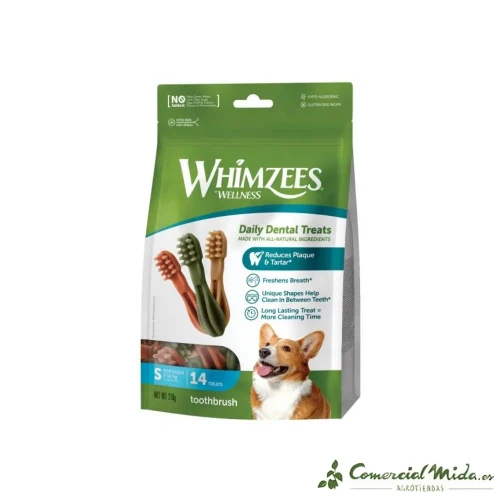 SNACKS WHIMZEES BAG TOOTHBRUSH S WEEK Snacks Dental Masticable para Perros de Razas Pequeñas 14UDS