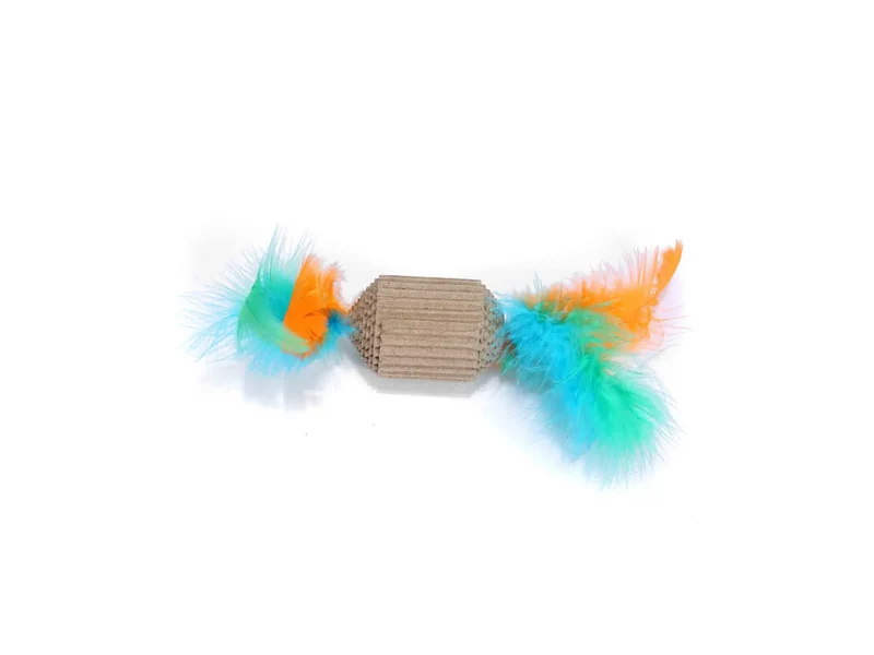 Freedog Rascador Kraft Hexágono con Plumero, 15x4 cm