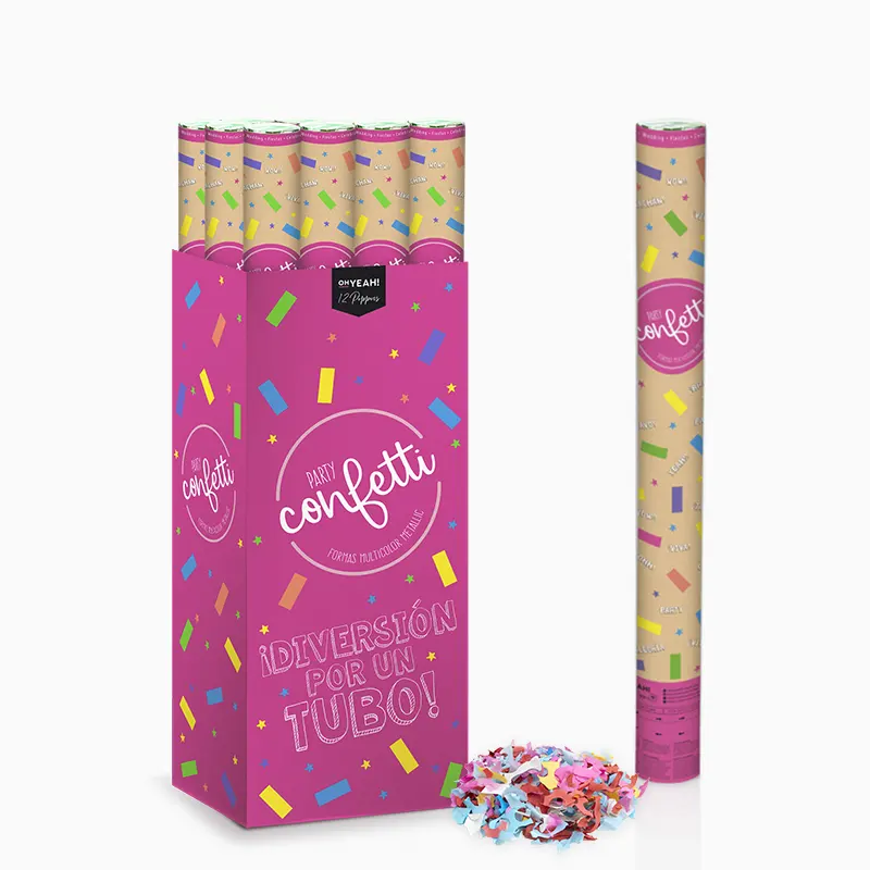 Set 12 Cañones Confeti 80 cm Papel Biodegradable Multicolor (12 uds)
