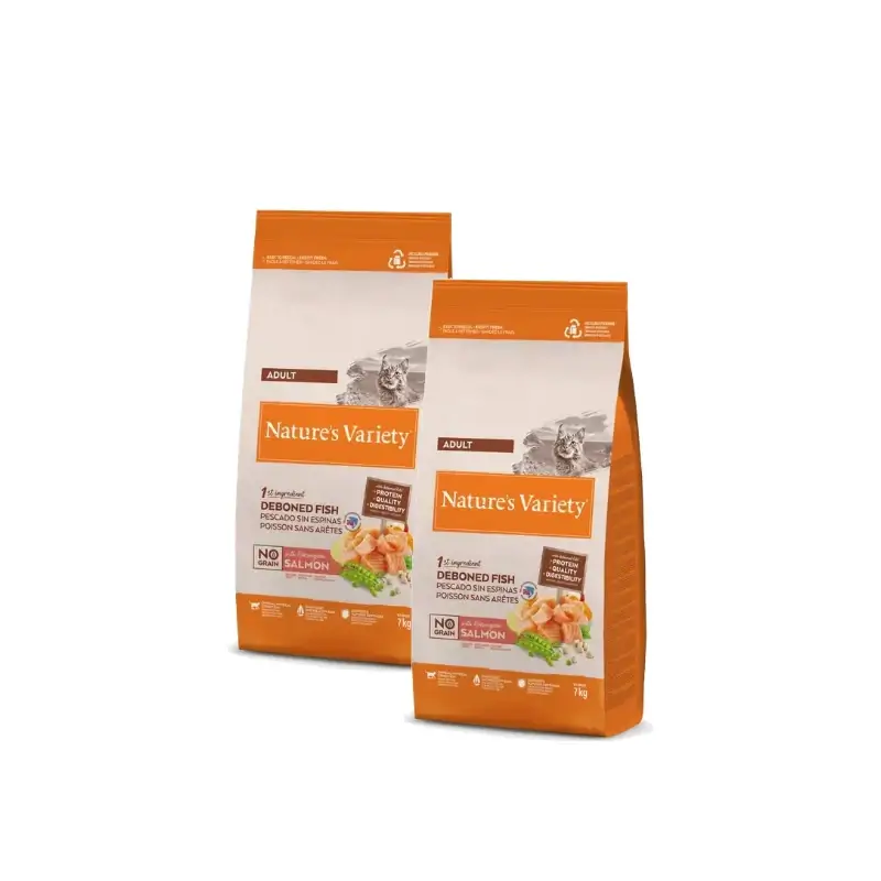 Nature's Variety Selected Feline Adult Salmón Noruego Pienso Gatos 7 kg, pack 2