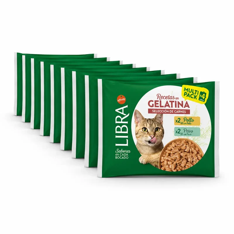 Libra Comida Húmeda Para Gatos, Con Pollo Y Pavo, Flowpack, 15 x 340 gr