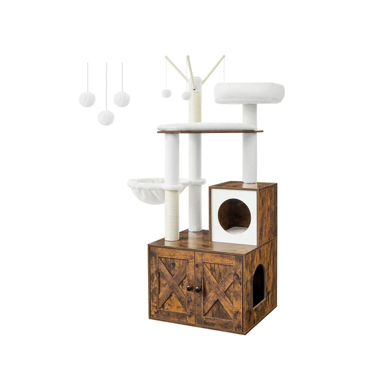 Árbol para Gatos con Arenero Marrón Rústico