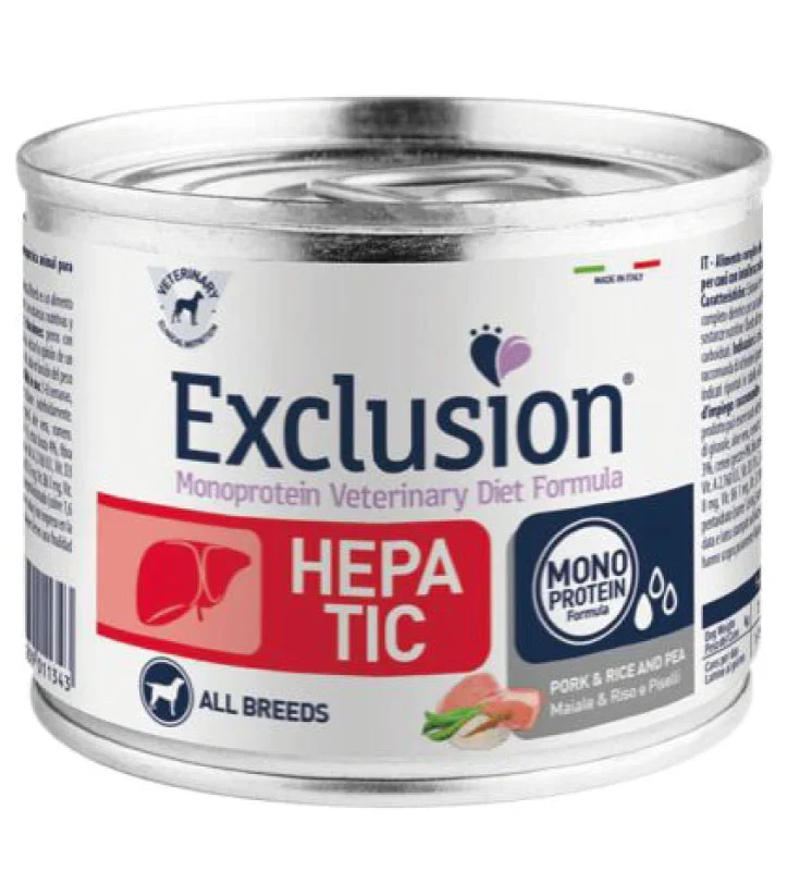 LATA EXCLUSION VET PERRO HEPATICO CERDO Y SORGO