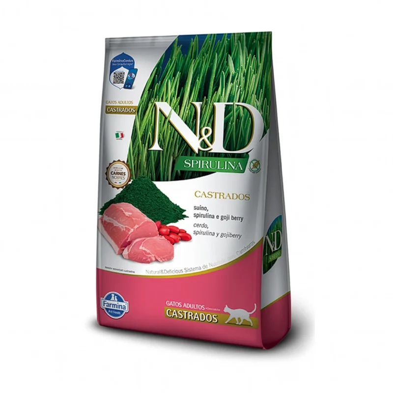 N&D CAT ESPIRULINA CERDO ADT CASTRADO