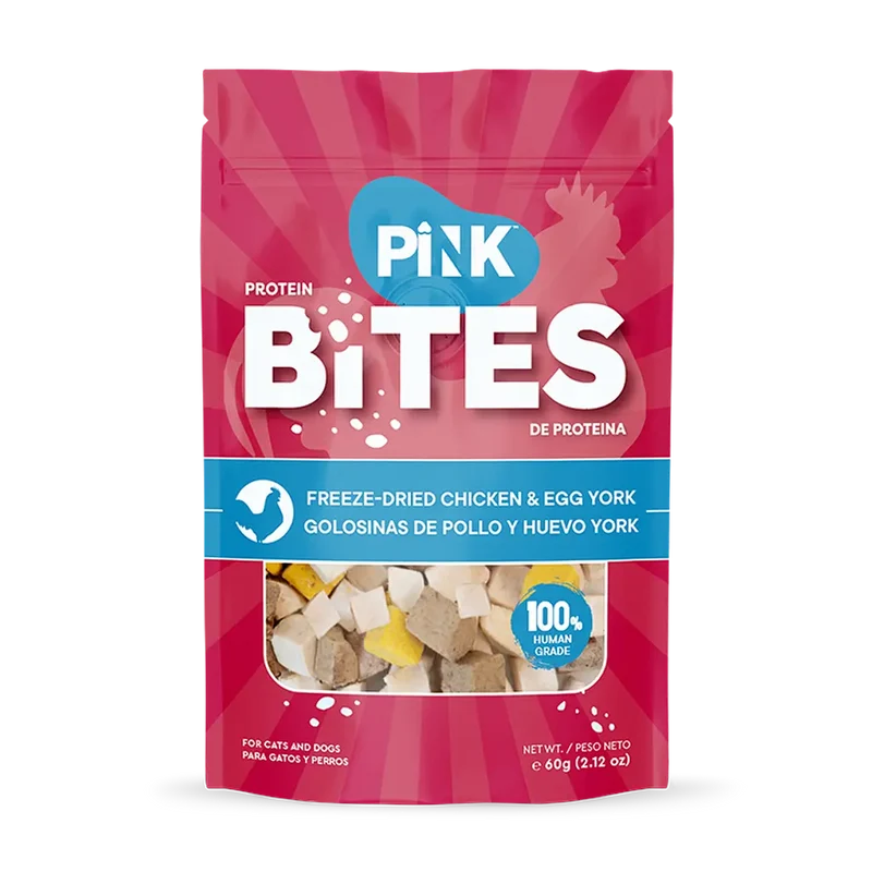 PINK SNACK CANINO/FELINO BITES POLLO YEMA DE HUEVO 60GR