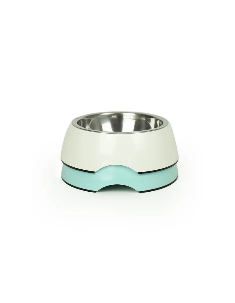 BRNX PLATO MELAMINA INOX BLANCO Y CELESTE TALLA S