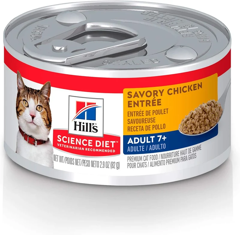 Hill's Science Diet, Alimento para Gato Adulto 7+ Años Receta de Pavo, Húmedo (lata de 156 gramos)
