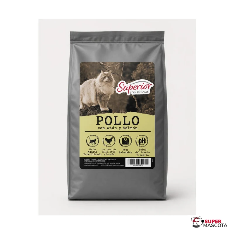 Superior sin cereales Esterilizado Pollo, atún y salmón