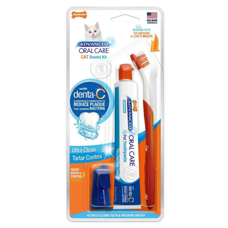 Nylabone Advanced Oral Care Kit dental para gatos con sabor original