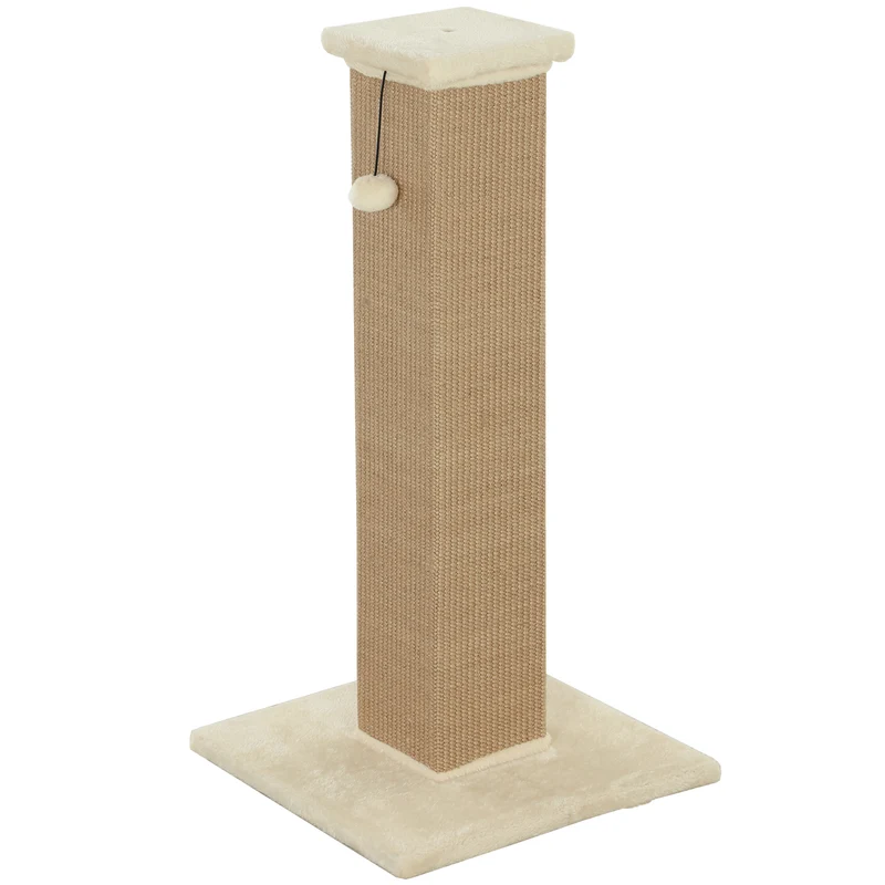 Pawhut Poste Rascador Para Gatos Altura 81 Cm Con Poste De Yute Y Bola Colgante