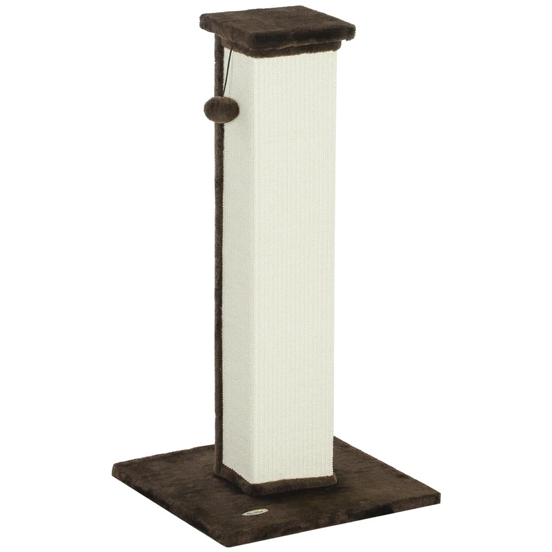 Pawhut Poste Rascador Para Gatos Altura 81 Cm Con Poste De Yute Y Bola Colgante