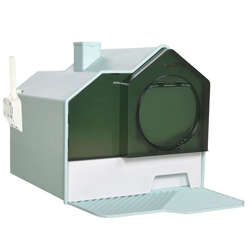 Pawhut Arenero Cubierto Para Gatos Con Bandeja Extraíble Pala Filtro 47x45x42 Cm