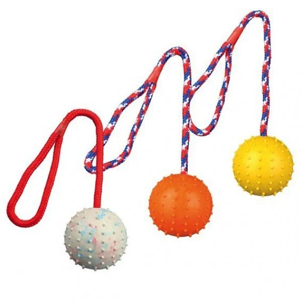 Trixie Pelota Con Cuerda, Caucho Natural, Ø7 Cm, 30 Cm