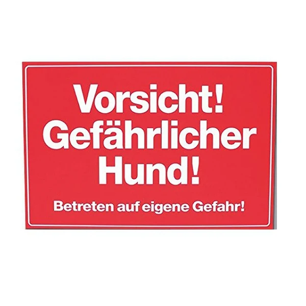 Cartel Aviso Gefährlicher Hund, 30x20 cm, Rojo