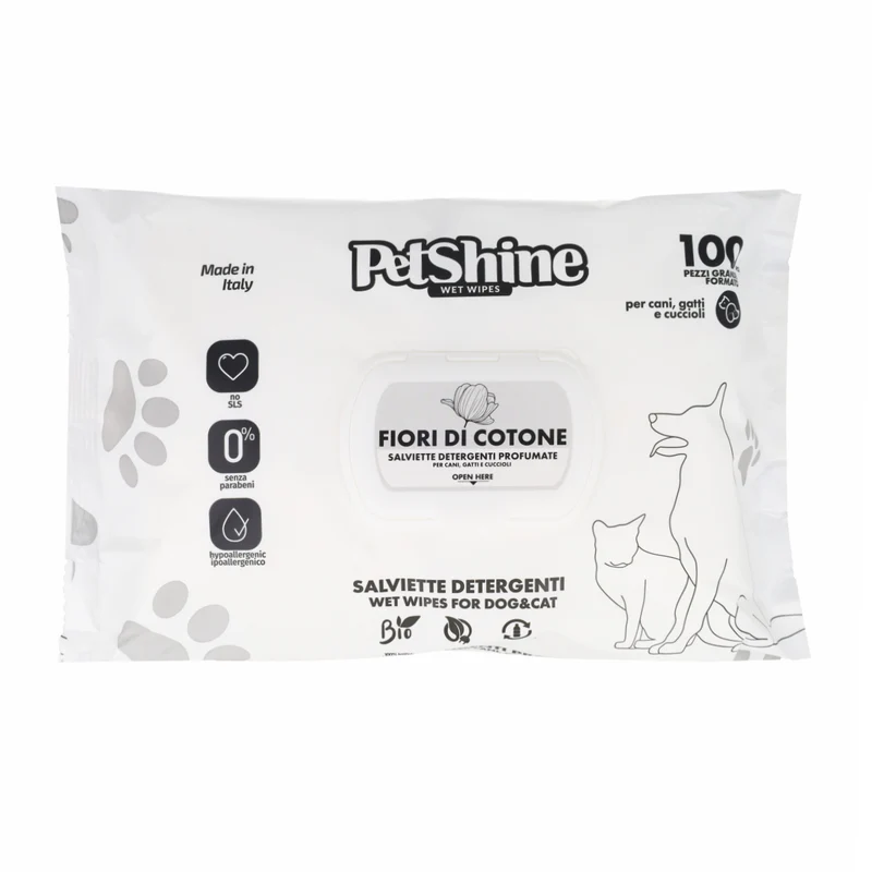 Toallitas Higiene Perro y Gato Flores y Algodón Porrini 100 uds