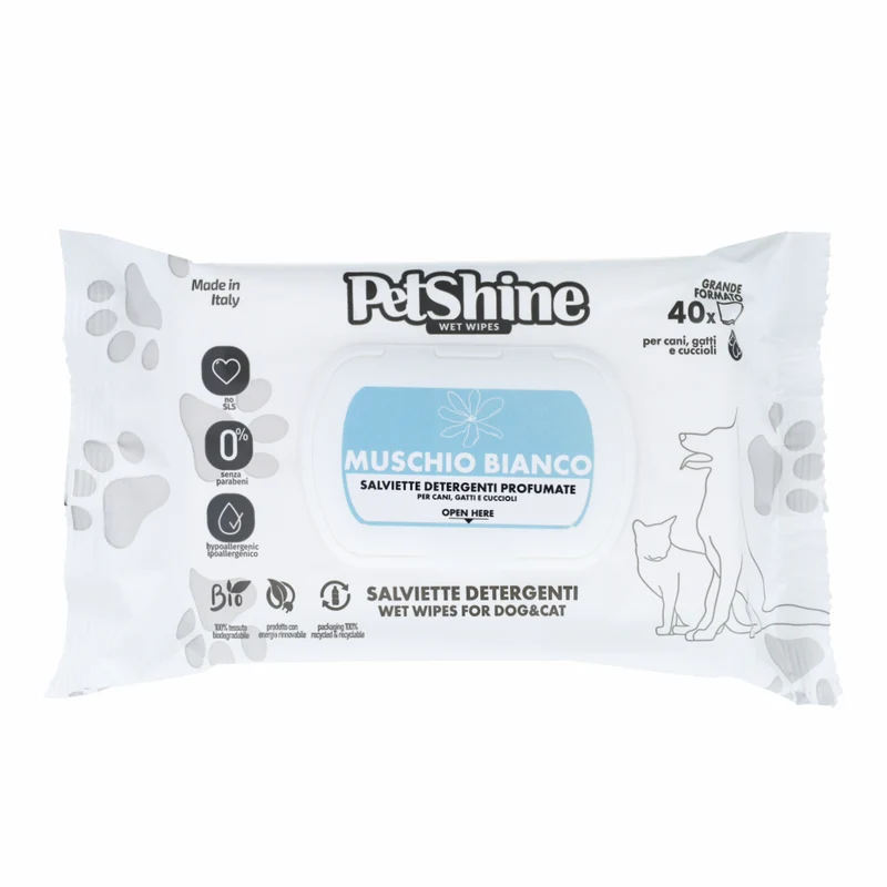 Porrini Toallitas Higiene Perro/Gato,MusgoBlanco Aloe 40ud