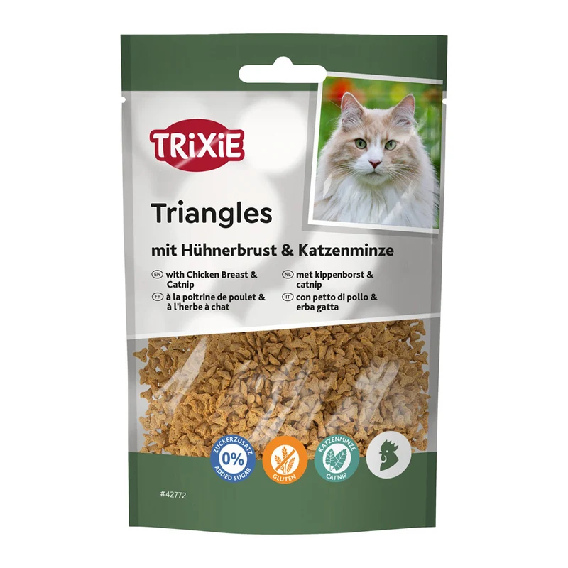 Triángulos con pechuga pollo hierba gatera Trixie 50g