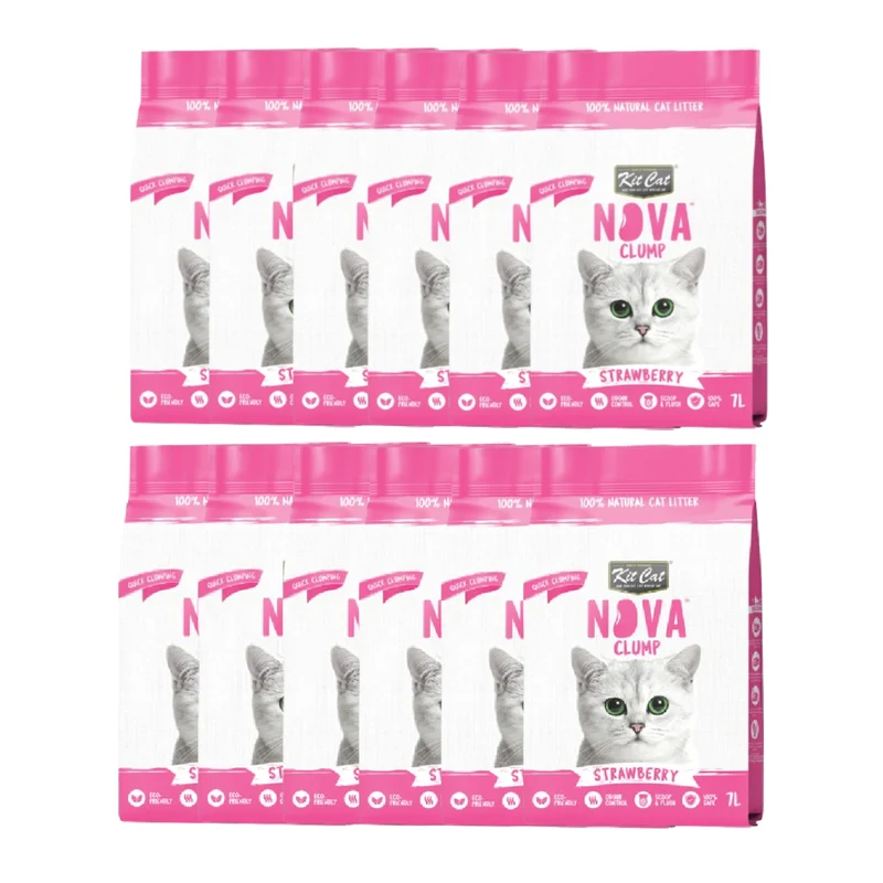 Kit Cat Nova Pack Ahorro 12 - Strawberry 7 L Arena Vegetal para gatos