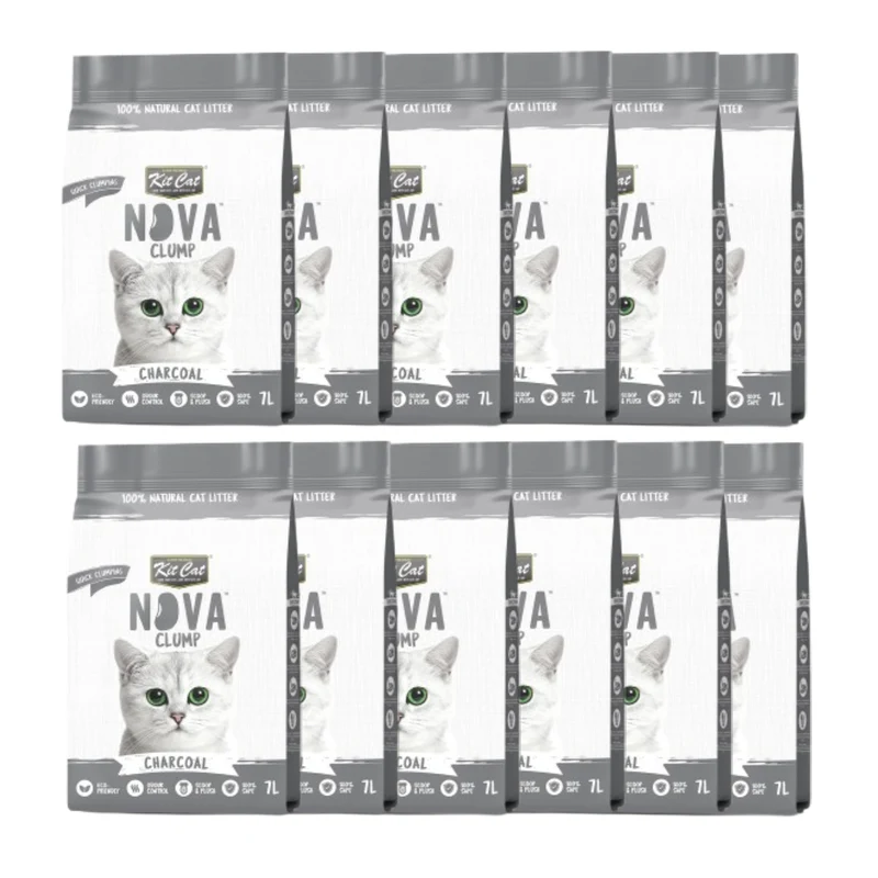 Kit Cat Nova Pack Ahorro 12 - Charcoal 7 L Arena Vegetal para gatos