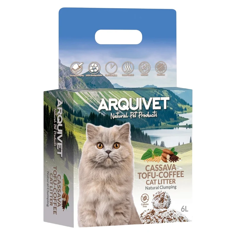 Arena de Yuca y Café para Gatos Arquivet 6L 100% Biodegradable
