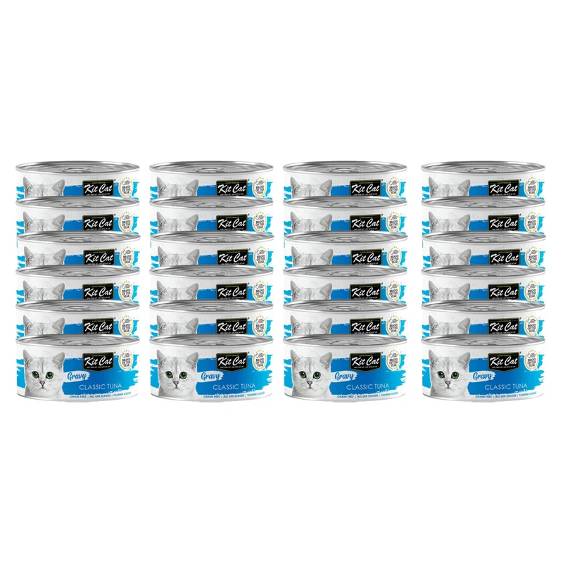 Pack 24x Kit Cat Lata Gravy - Atún Classic 70 g Comida húmeda para gatos en salsa