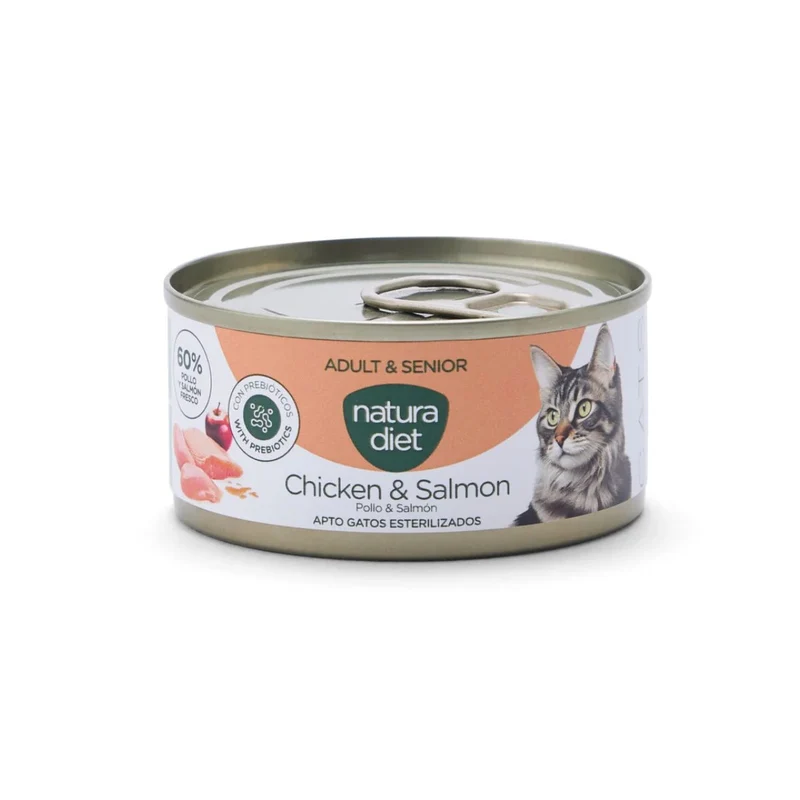 Natura Diet Cat Lata Pollo y salmón 85 g Comida húmeda para gatos