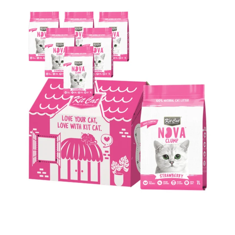 Pack 6 Kit Cat Arena Eco Nova - Strawberry 7 L Arena para gatos