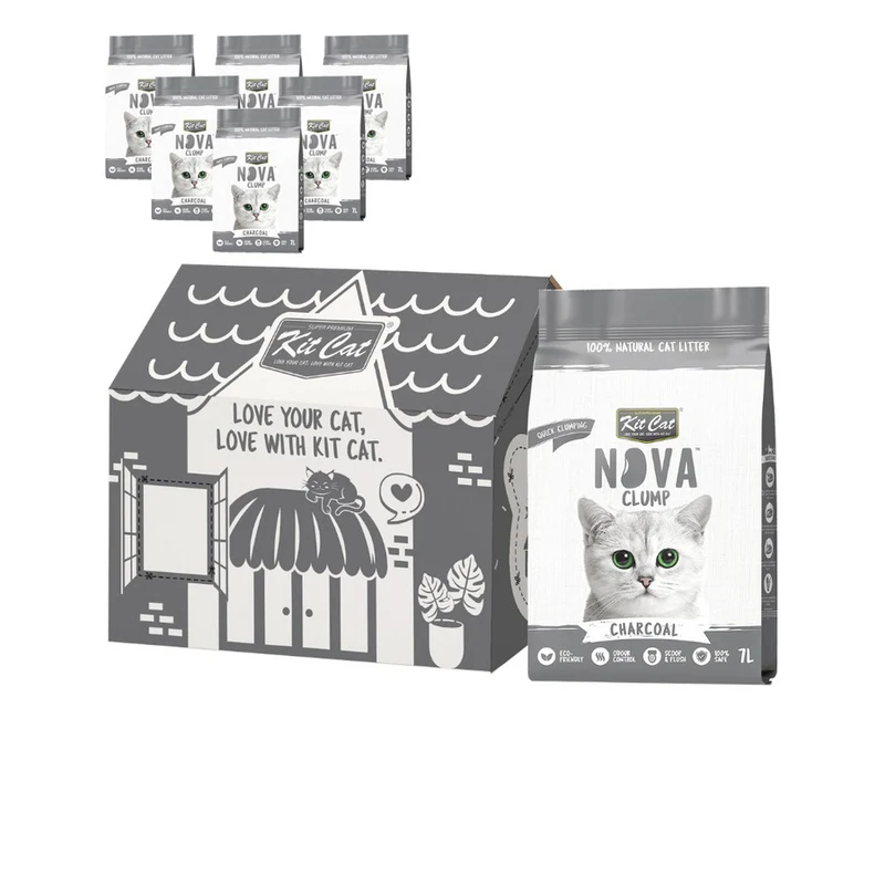 Pack 6 Kit Cat Arena Eco Nova - Charcoal 7 L Arena para gatos